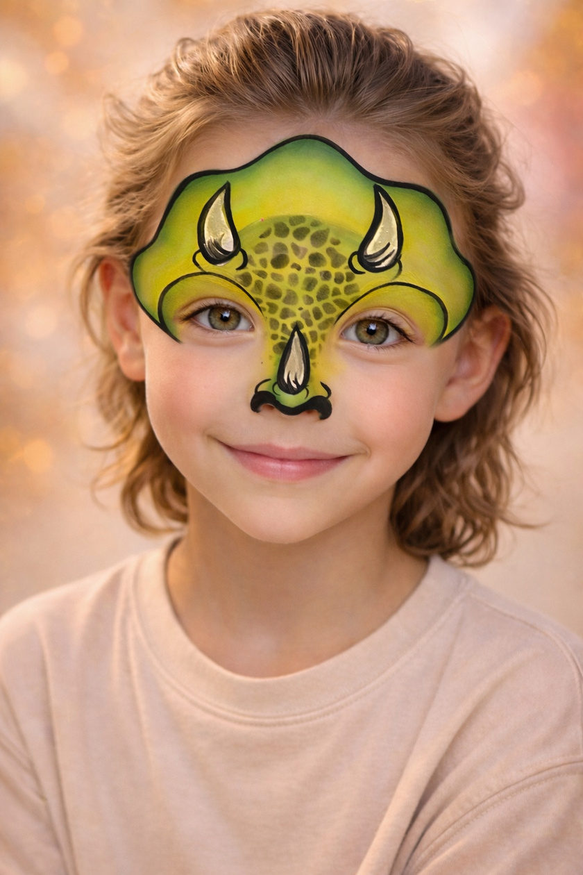 Horned dinosaur face paint Horned dino face paint