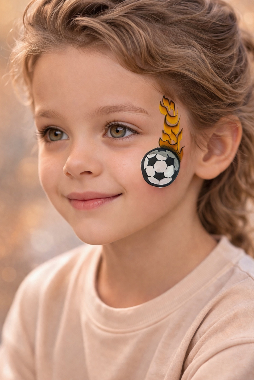 Flaming soccer facepaint Flaming soccer facepaint