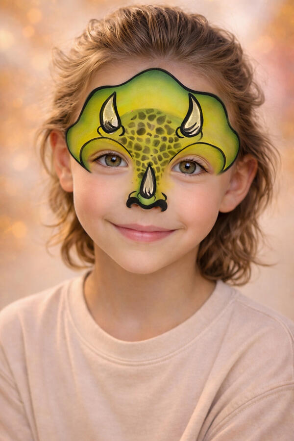 Horned dinosaur face paint Horned dino face paint