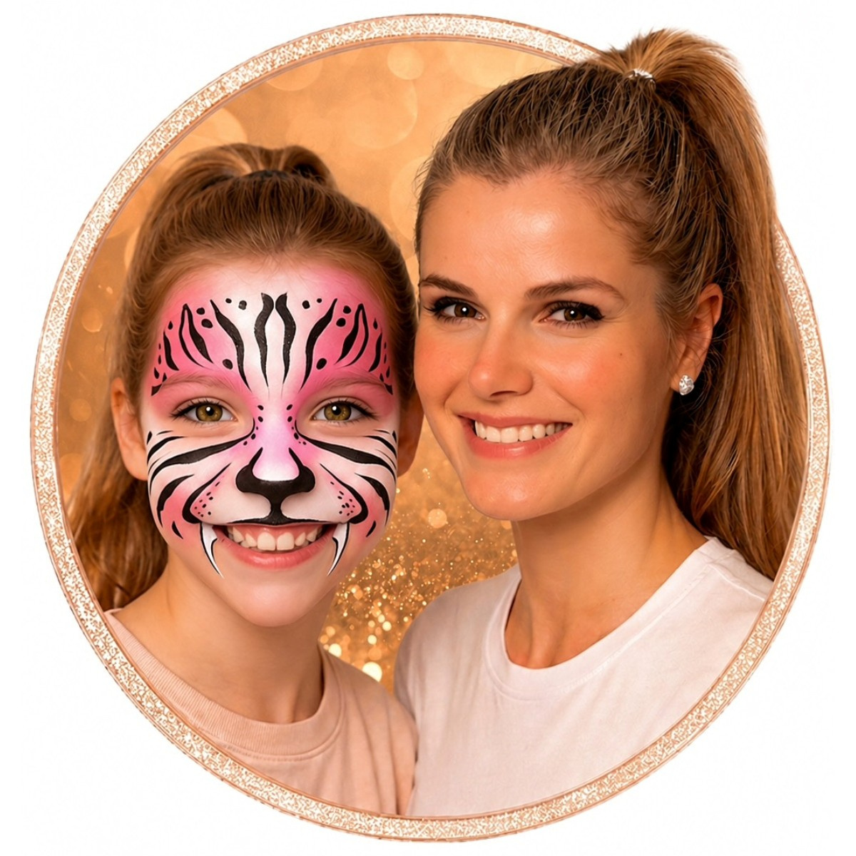 Berni the face painter with her work Berni the face painter with her work