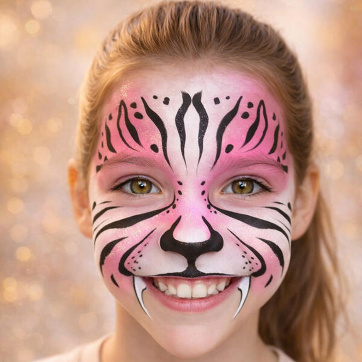 Pink tiger face painting Pink tiger facepainting